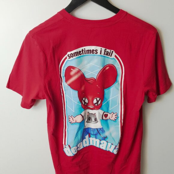 Deadmau5 DJ T Shirt Red Medium M Graphic Tee Short Sleeve 100% Cotton Solid Logo - Picture 15 of 15